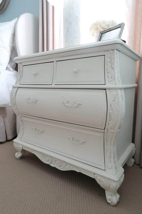 french carved nightstand painted white