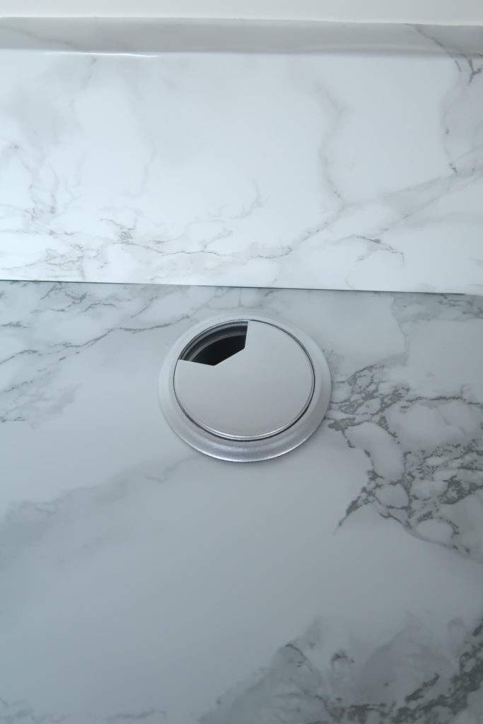 Spray Painted Cord Cover and Marble Contact Paper
