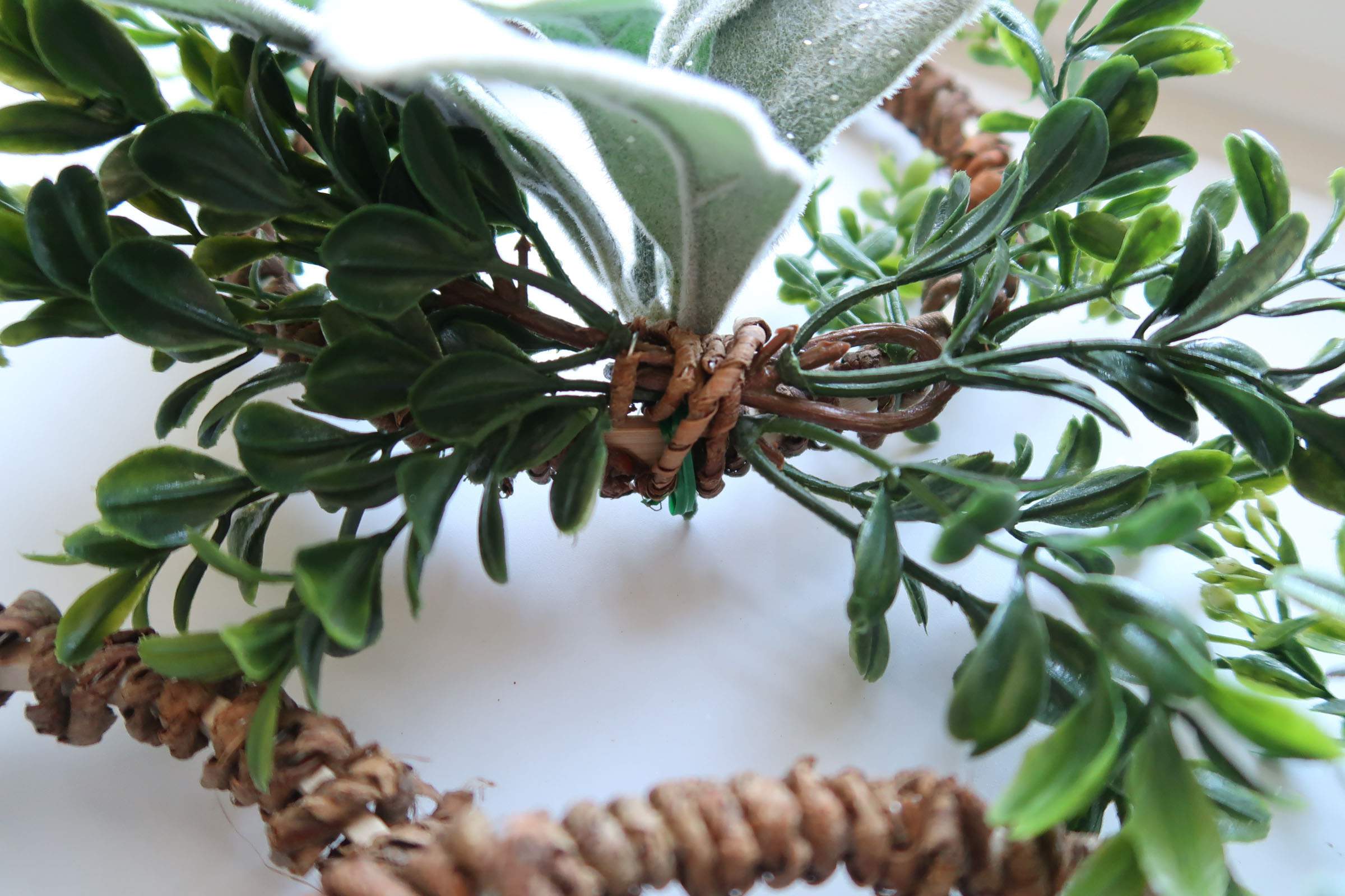 Attach Boxwood to Wreath with Bark Wire