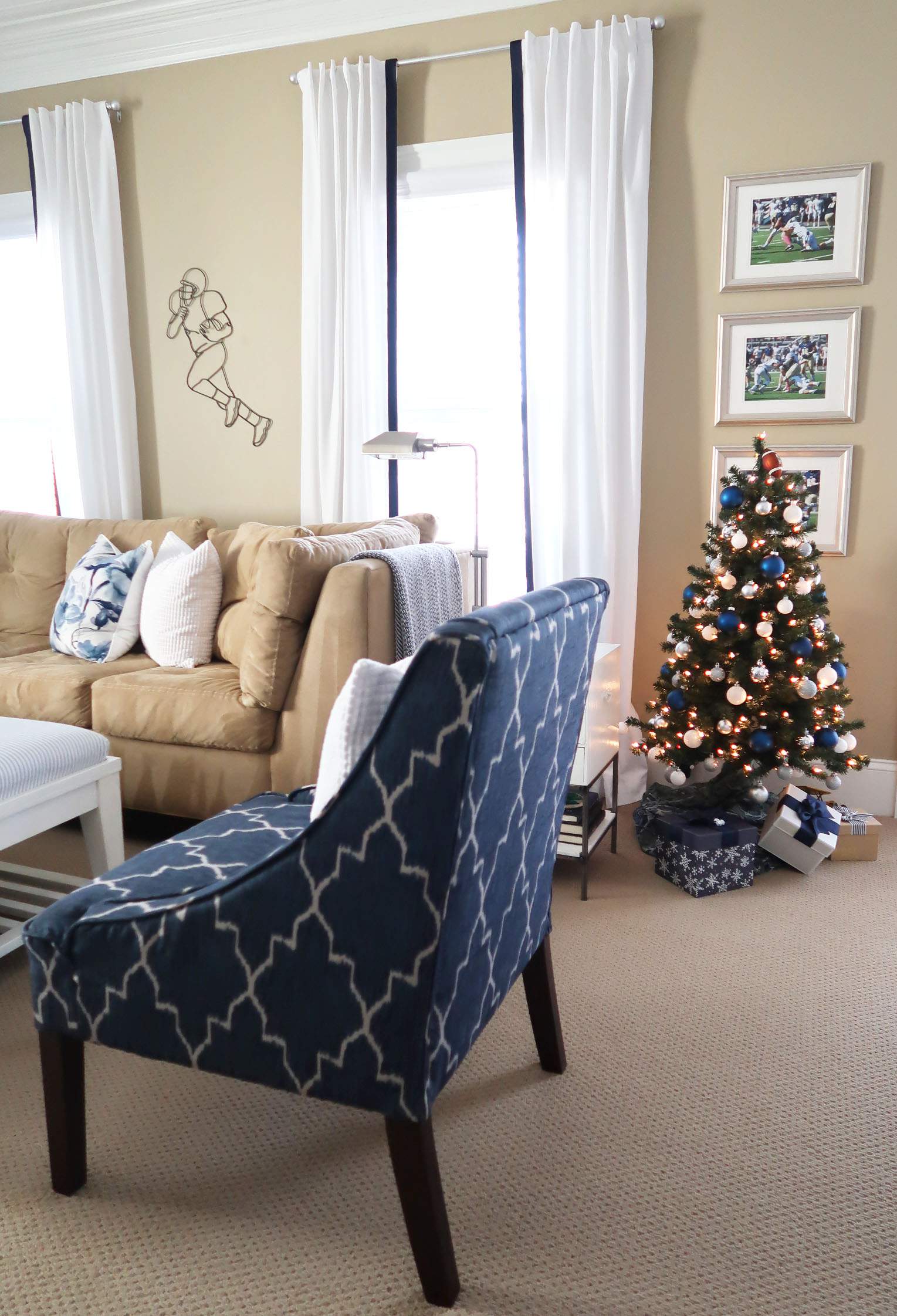 Christmas Tree and Navy Chair