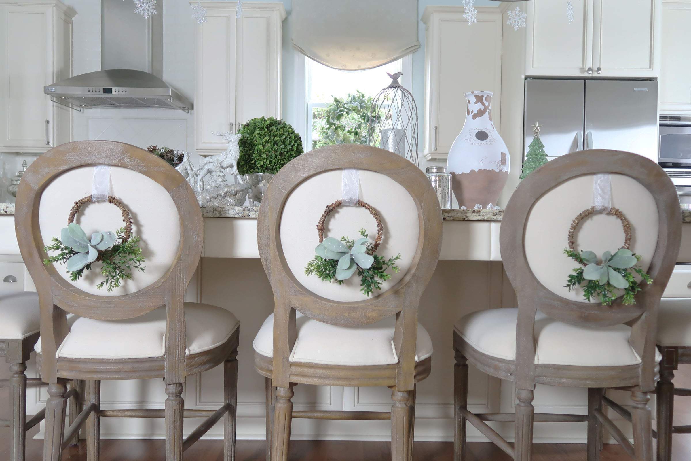 Lambs Ear Wreaths on 3 Chairs_Porch Daydreamer