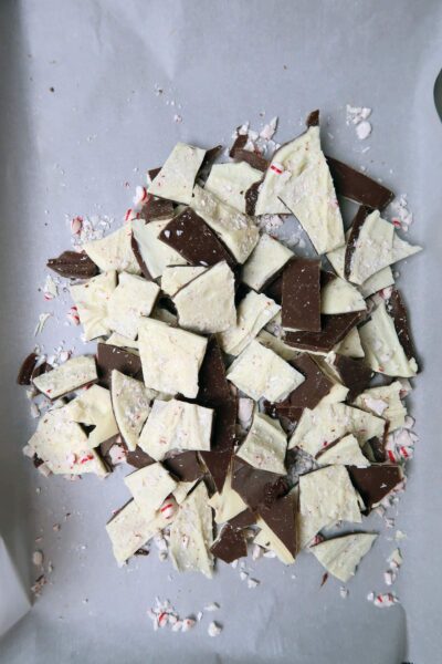 Microwave Peppermint Bark_Broken into Bite Sized Pieces