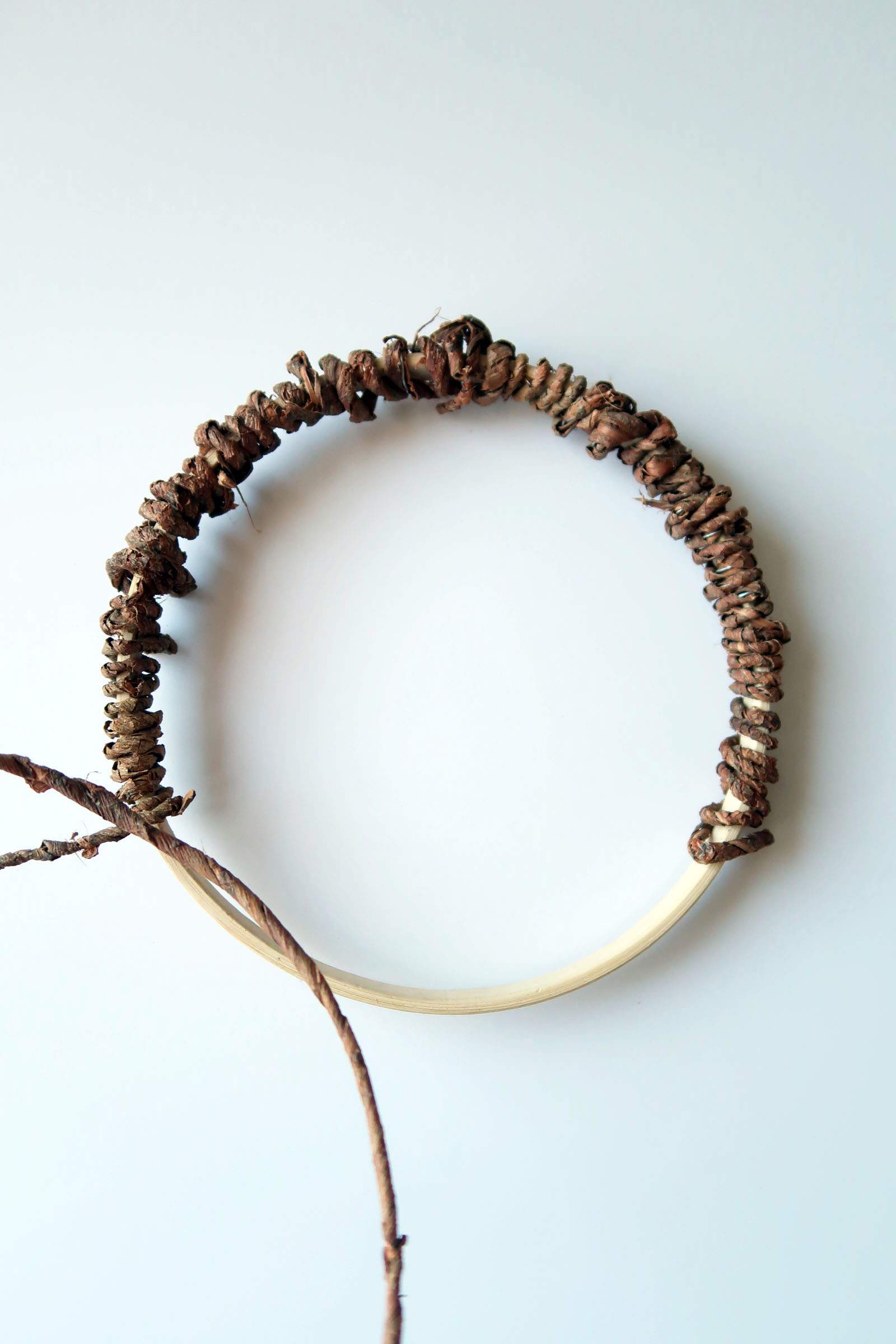 Wrap Embrodery Ring with Bark Wire