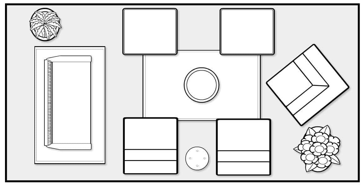 Porch and Patio Layout with Corner Chair Pulled Out