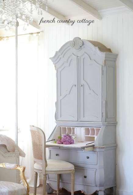 French Country Cottage Painted Secretary