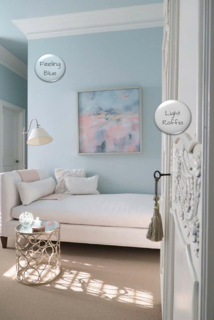 Master Bedroom in Valspar Feeling Blue and Light Raffia_Porch Daydreamer