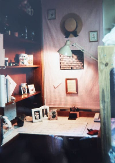 Pink-and-white-bulletin-board-in-dorm-room-at-Clemson-in-the-80's