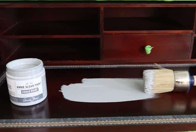 annie sloan chalk paint applied with brush in Paris Gray