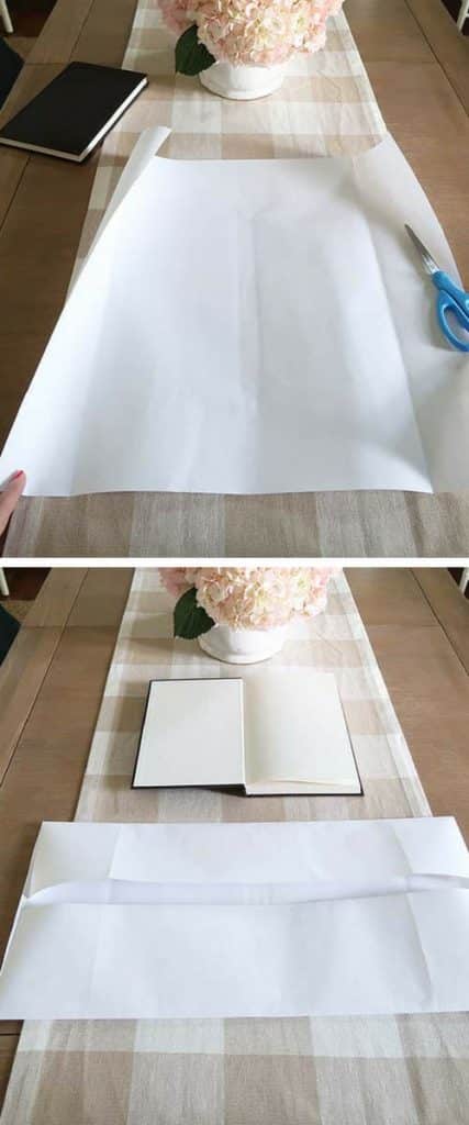 remove book and fold over top and bottom edges following the creases