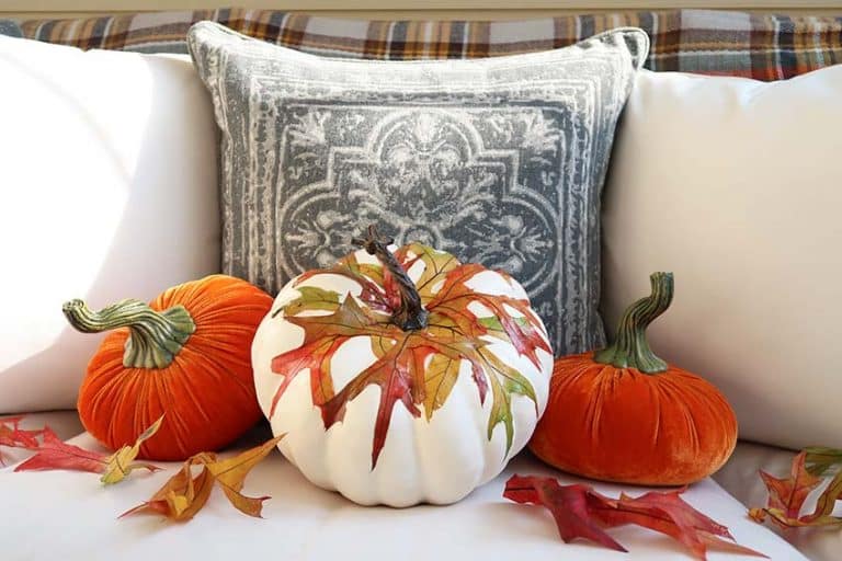 How-to Découpage Fall Leaves on a Pumpkin