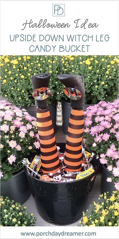 Upside Down Witch Leg Candy Bucket