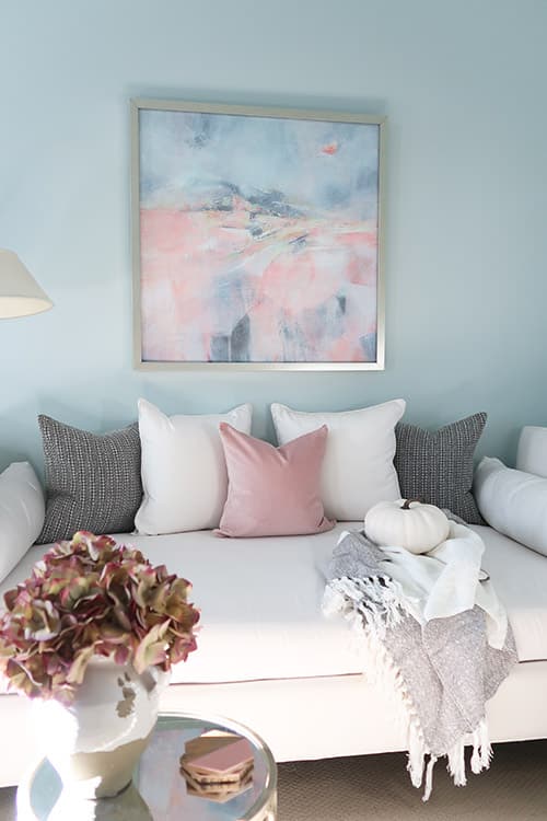 all daybed with pink-white-gray pillows