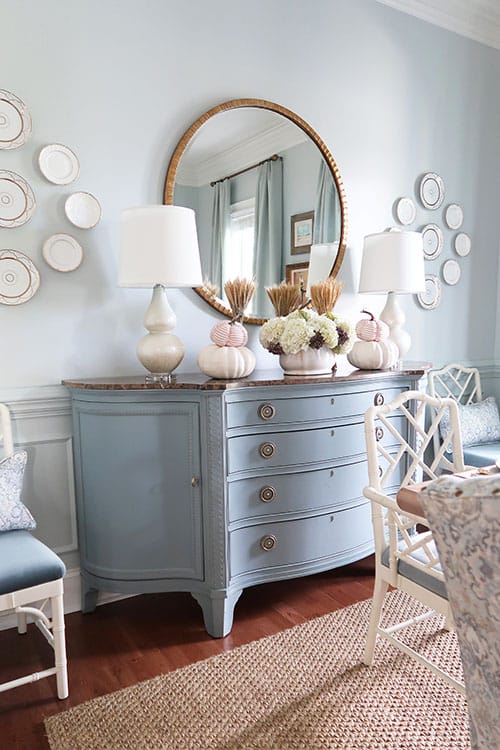 french country fall Blue chalk paint credenza