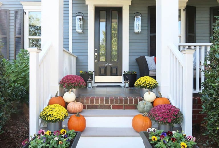 Fall Porch Update with Mum_Pumpkins_Pansies