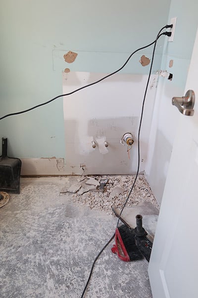 tile removed from powder room