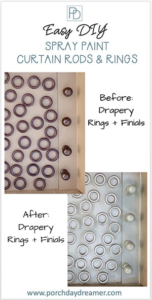 Drapery Rings and Finials Before and After Spray Paint