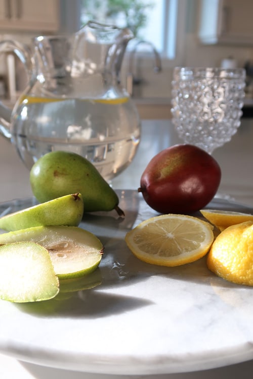 pears-lemons-water-marble-cutting-board-lazy-susan