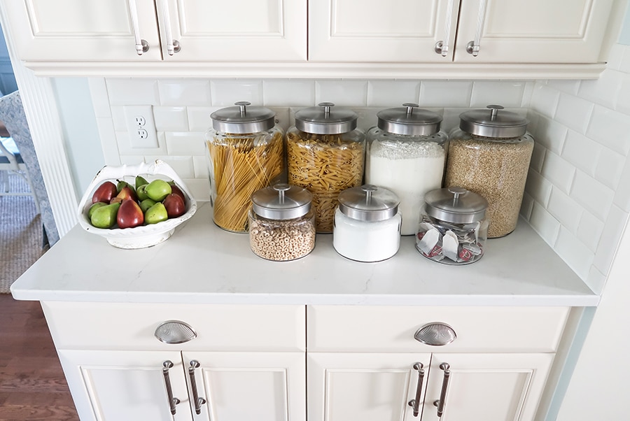 Kitchen Organization: Glass Pantry Jar Counter Storage - Porch Daydreamer