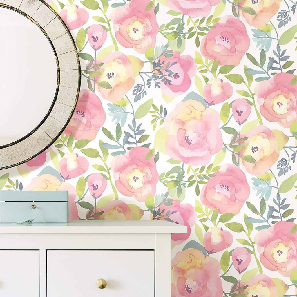 watercolor floral peel and stick wallpaper