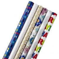 Hallmark All Occasion Wrapping Paper Bundle with Cut Lines on Reverse, Solids & Patterns—Birthday, Holiday, Wedding (Pack of 6, 180 sq. ft. ttl.)