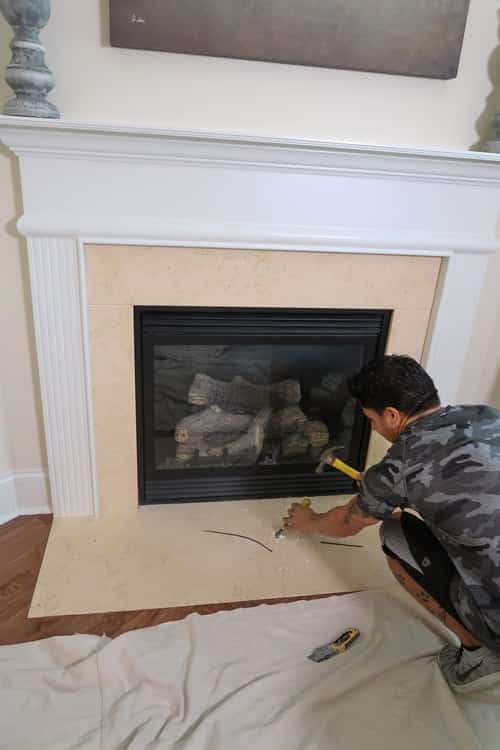 Tile Over A Marble Fireplace Surround, How To Remove A Marble Fireplace
