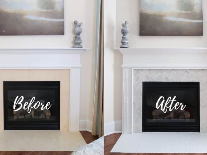 Tile Over A Marble Fireplace Surround, How To Fix A Marble Fire Surround The Wall