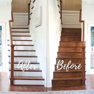 How-to-Prep-and-Paint-Stained-Stair-Risers-White-Before-and-After