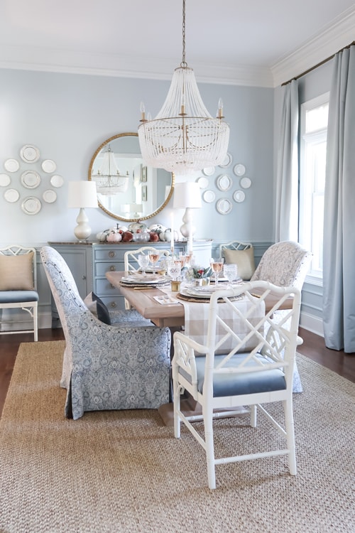 Decorate With Blue and White Buffalo Plaid  French country dining room,  French country dining room decor, French country kitchens