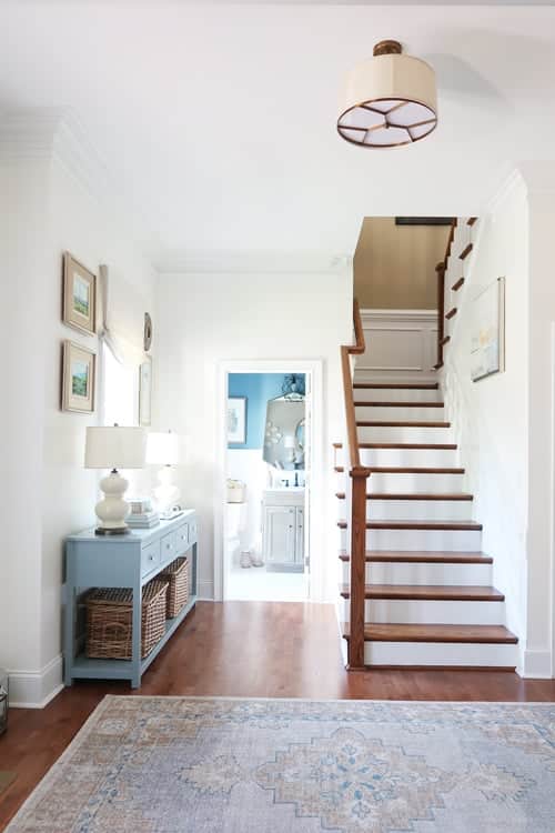 how-to-prep-and-paint-stair-risers-the-right-way-picture-of-staircase-with-white-risers-and-stained-treads-banister