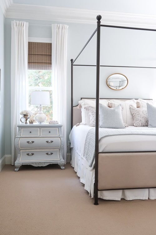 reveal-porch-daydreamer-master-bedroom-makeover-woven-shades-white-drapes-canopy-bed-benjamin-moore-quite-moments