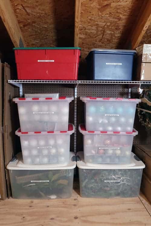 plastic-totes-in-attic-organizing-christmas-ornaments-and-holiday-decor