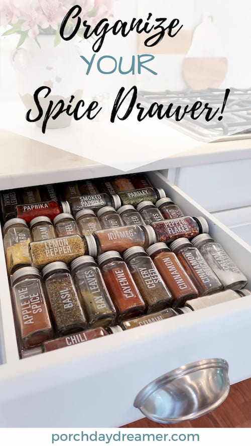 how-to-organinze-spice-drawer-glass-jars-white-sitcker-labels