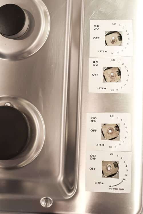 White Print 119 Custom Oven Symbols Adhesive Knob Sticker Label Stove Cooktop 