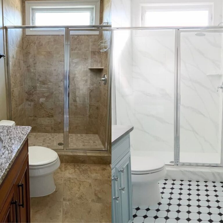 How-to Paint Shower Tile to Look Like Marble