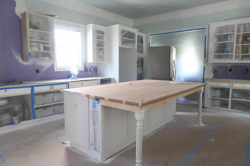 spraying-cabinets-kitchen-remodel-prep-work