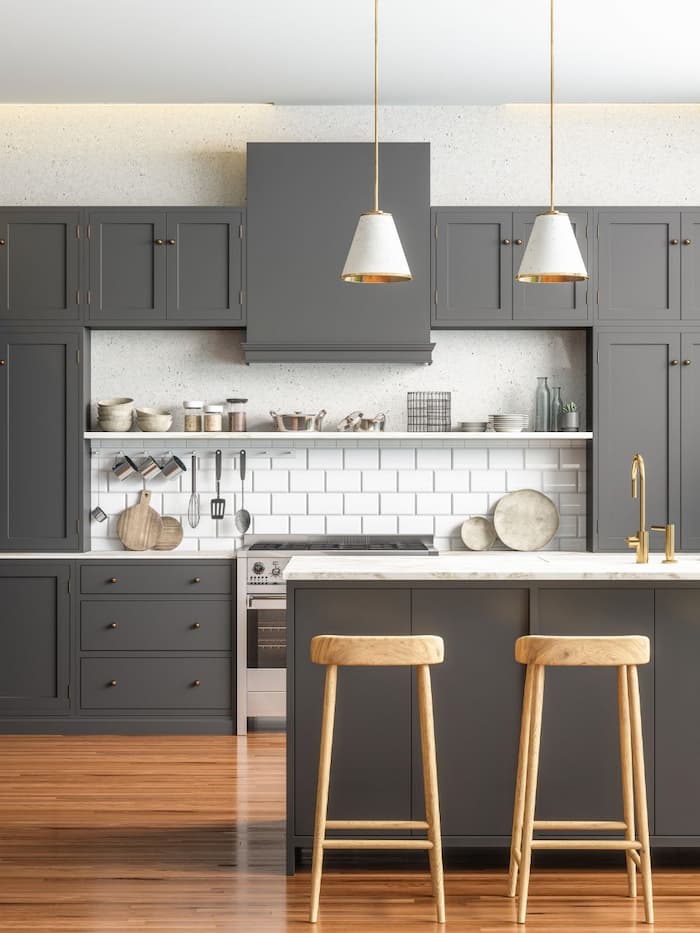 dark-warm-gray-cabinets-gold-hardware