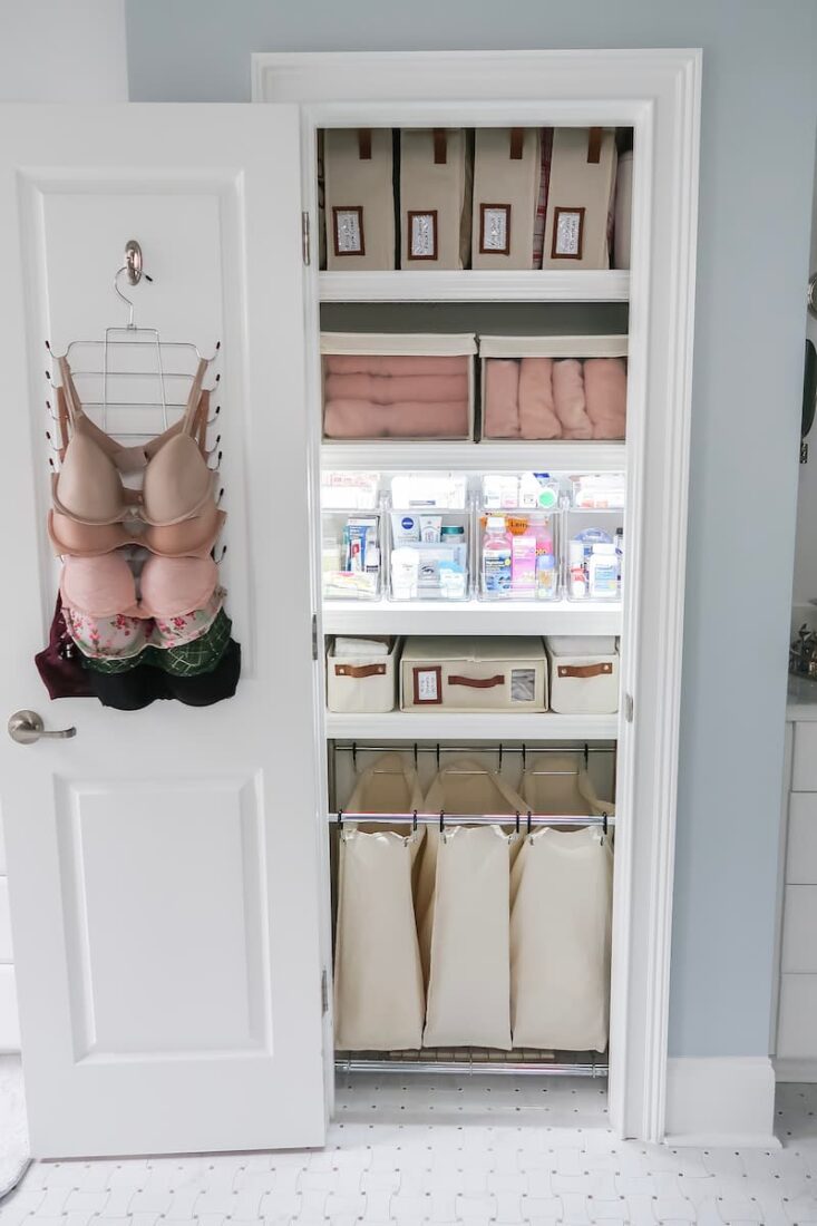 laundry-hamper-inside-linen-closet